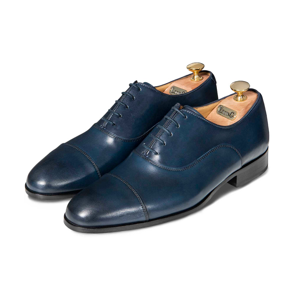 swatche, Richelieu à bout droit rapporté Churchill 1003 bleu, chaussures pour homme, 