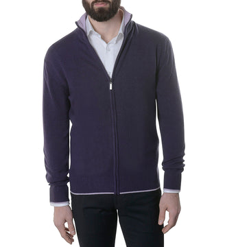 swatche, Loding gilet zip 100% cachemire violet / parme Loding homme