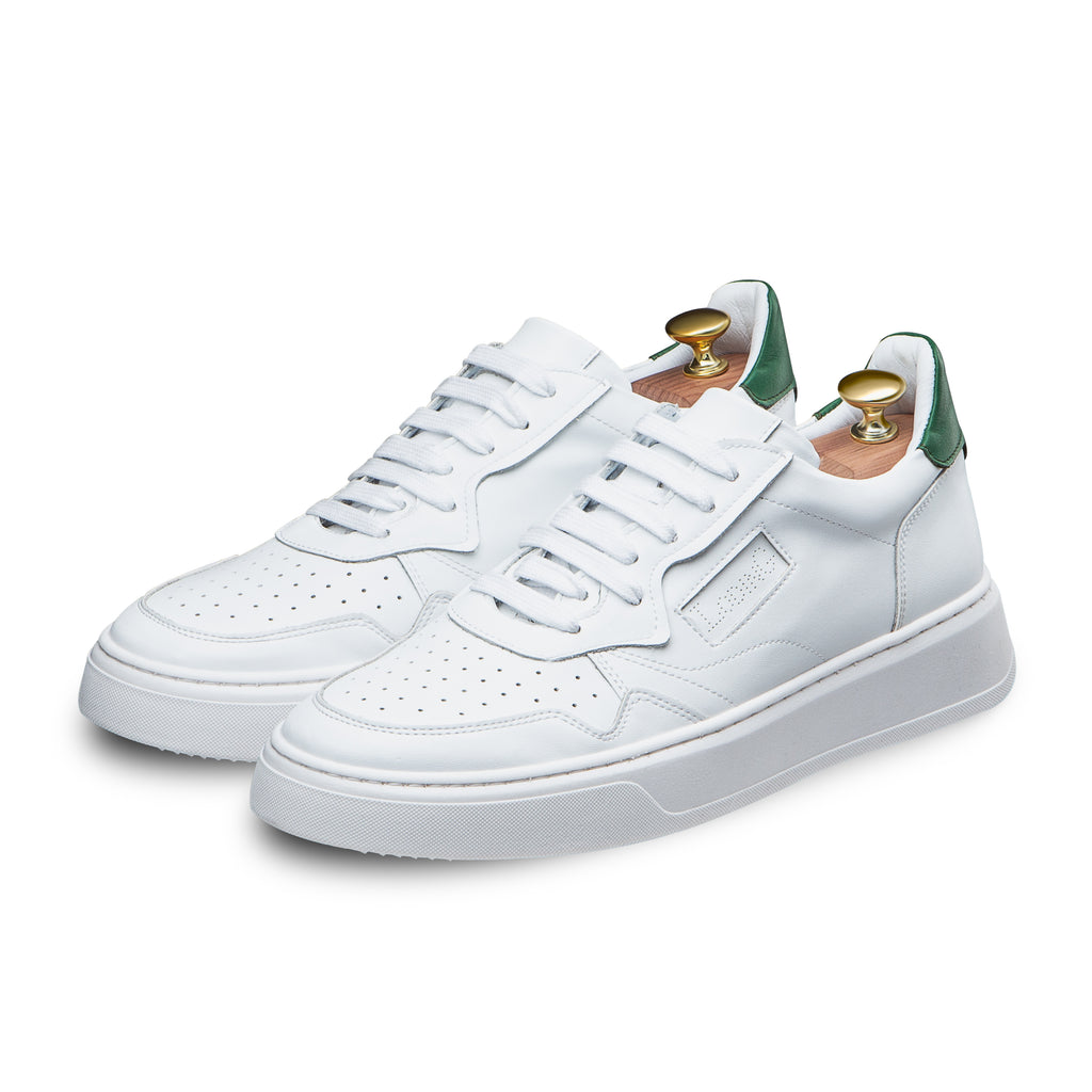 swatche, Loding chaussure homme, sneaker en cuir, couleur blanche verte 