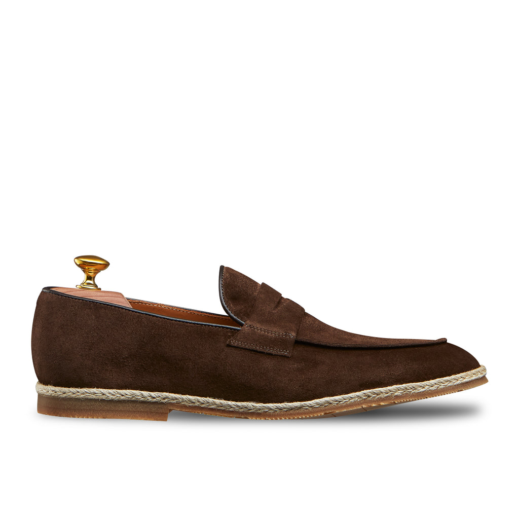 Mocassin espadrilles  en veau velours marron 