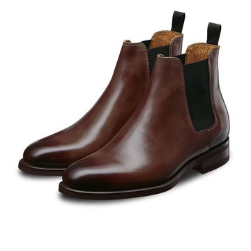 swatche, Bottines Chelsea en cuir de veau pleine fleur en marron