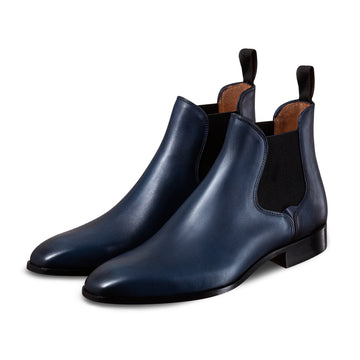 swatche, Paires de bottines Chelsea bleu marine pour homme en cuir marque Loding 