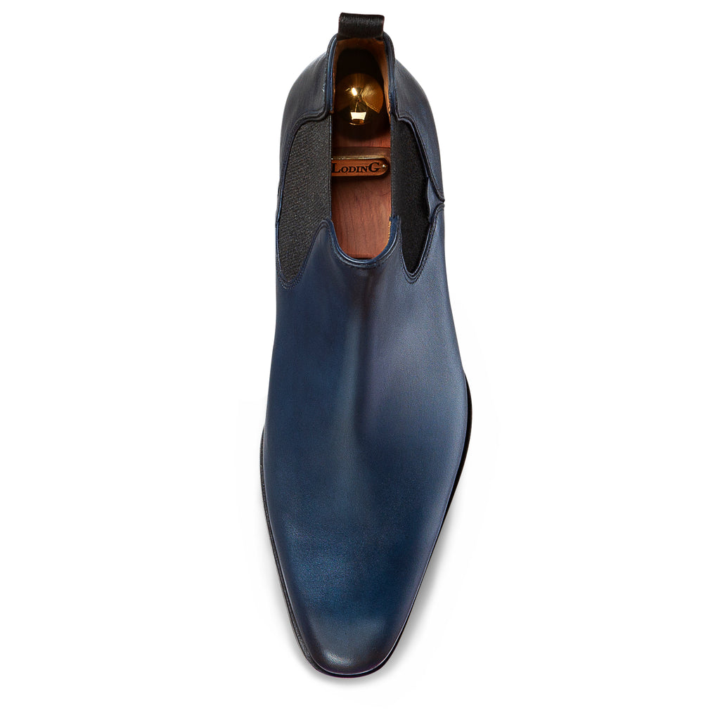 Bottines bleue pour hommes en cuir 