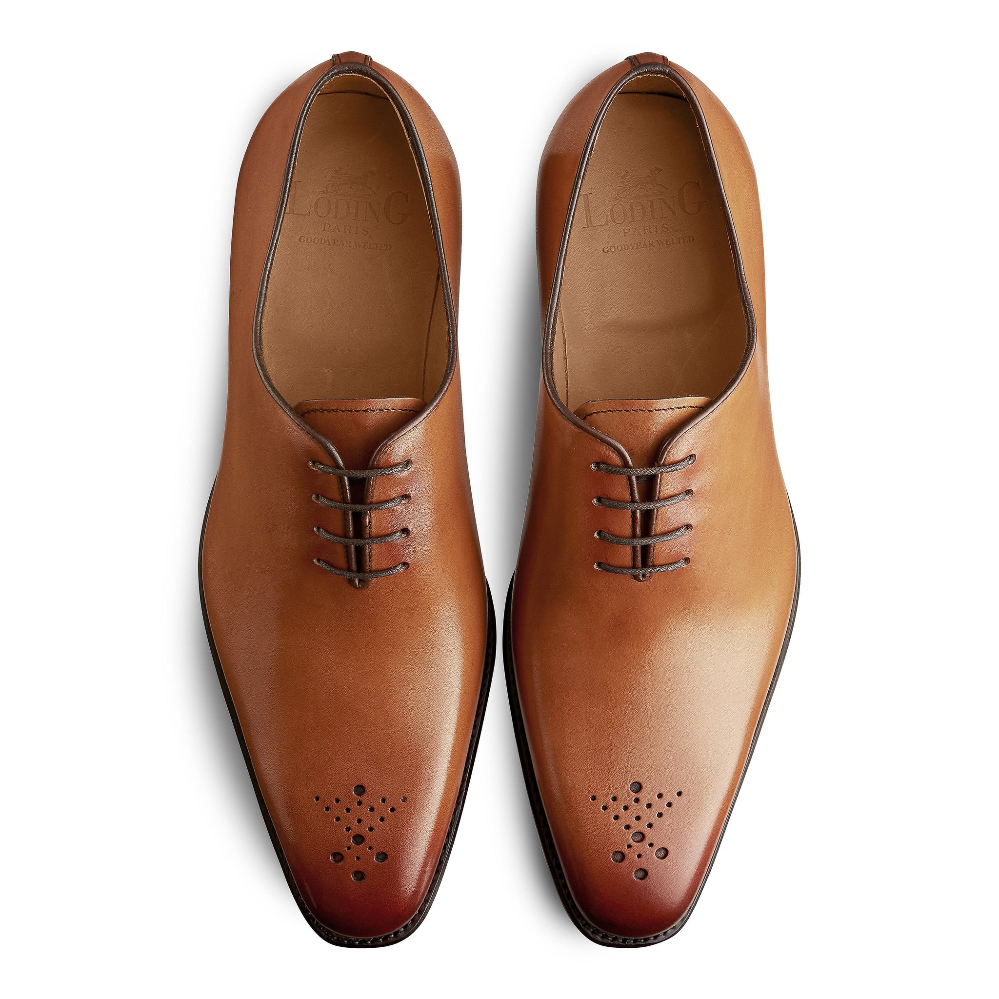 Goodyear-sewn floral-toe onecut oxford: elegance & quality 