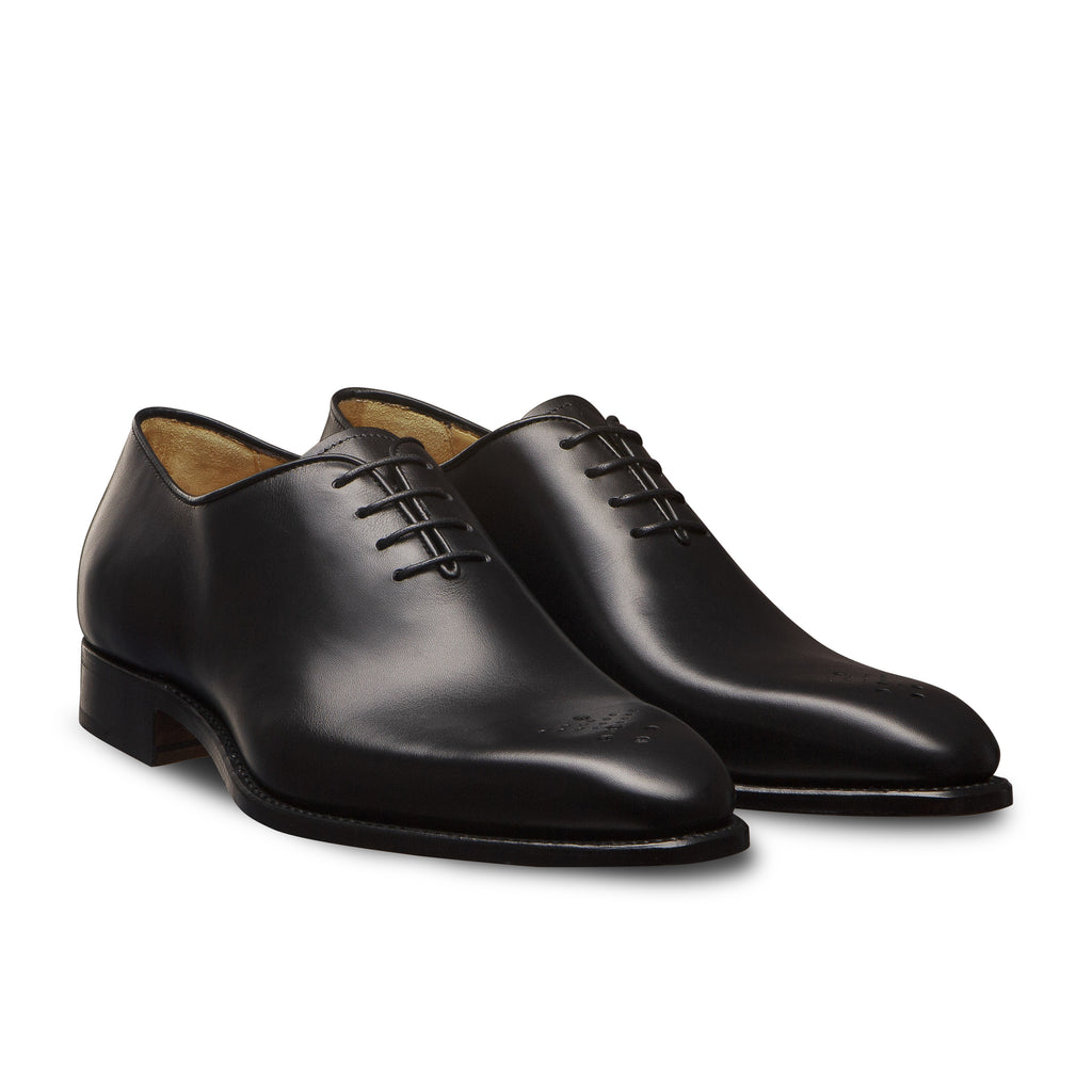 Chaussures de ville Richelieu One-Cut à bout fleuri noir, Loding pour hommes