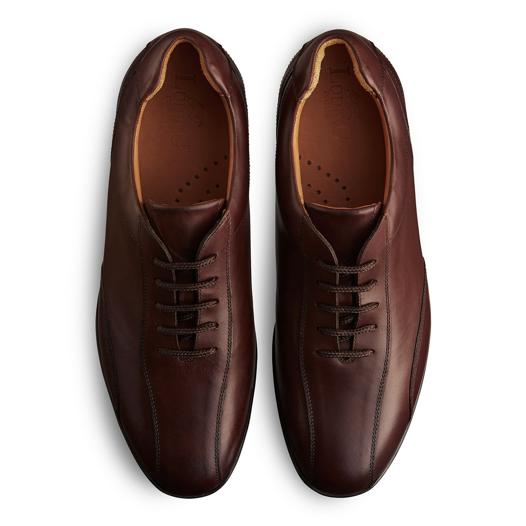 Sneaker homme en cuir, couleur marron très confortable résistante, marque Loding 