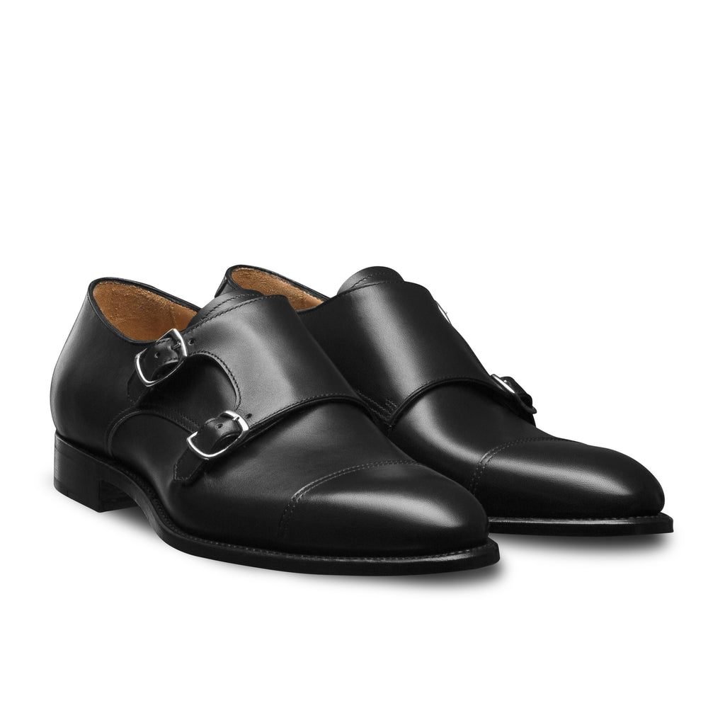 Chaussure à monk, double boucles melleray en cuir noir Loding 