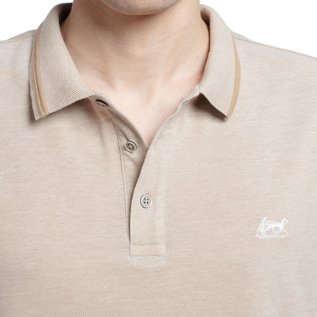 Polo Loding beige chiné 100 % coton pour hommes