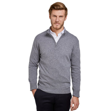 swatche, Pull col zip laine Mérinos et cachemire gris