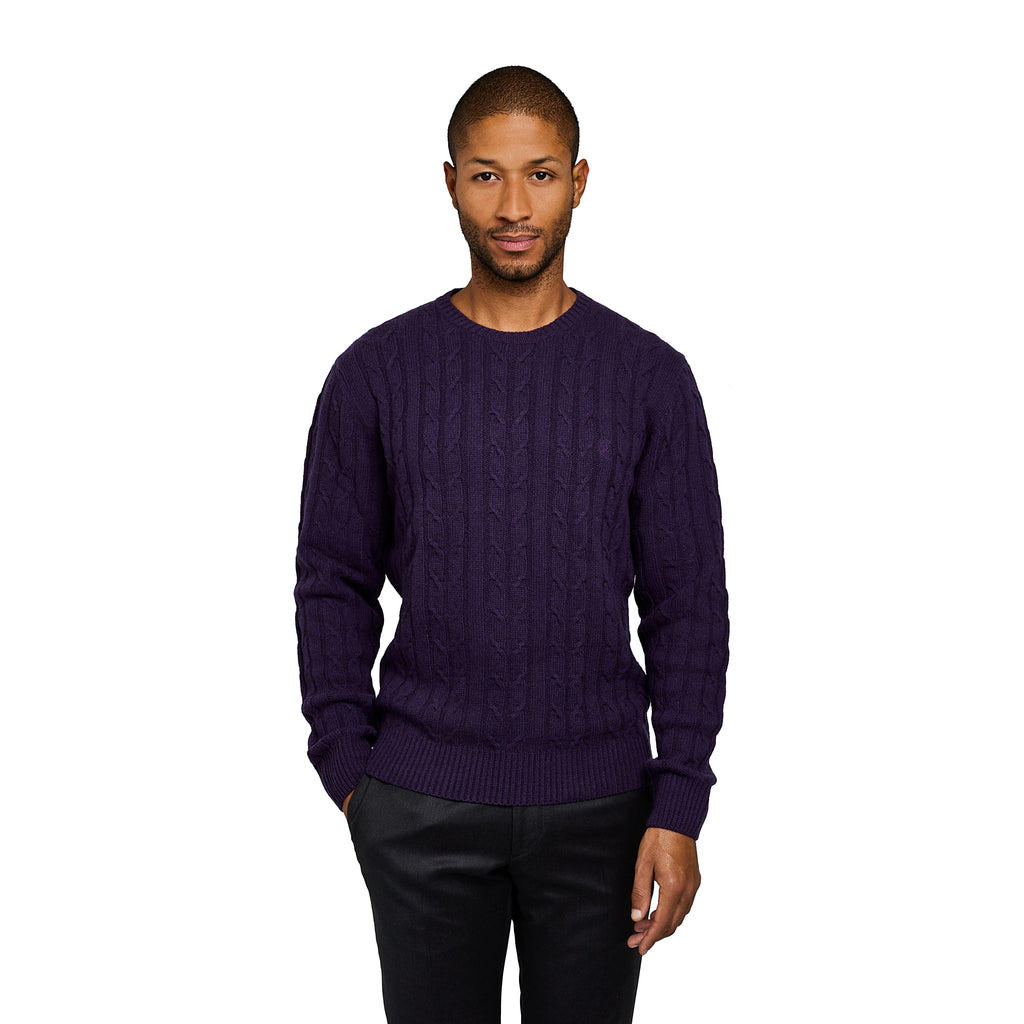 swatche, Pull homme torsadé laine et cachemire violet marque Loding 