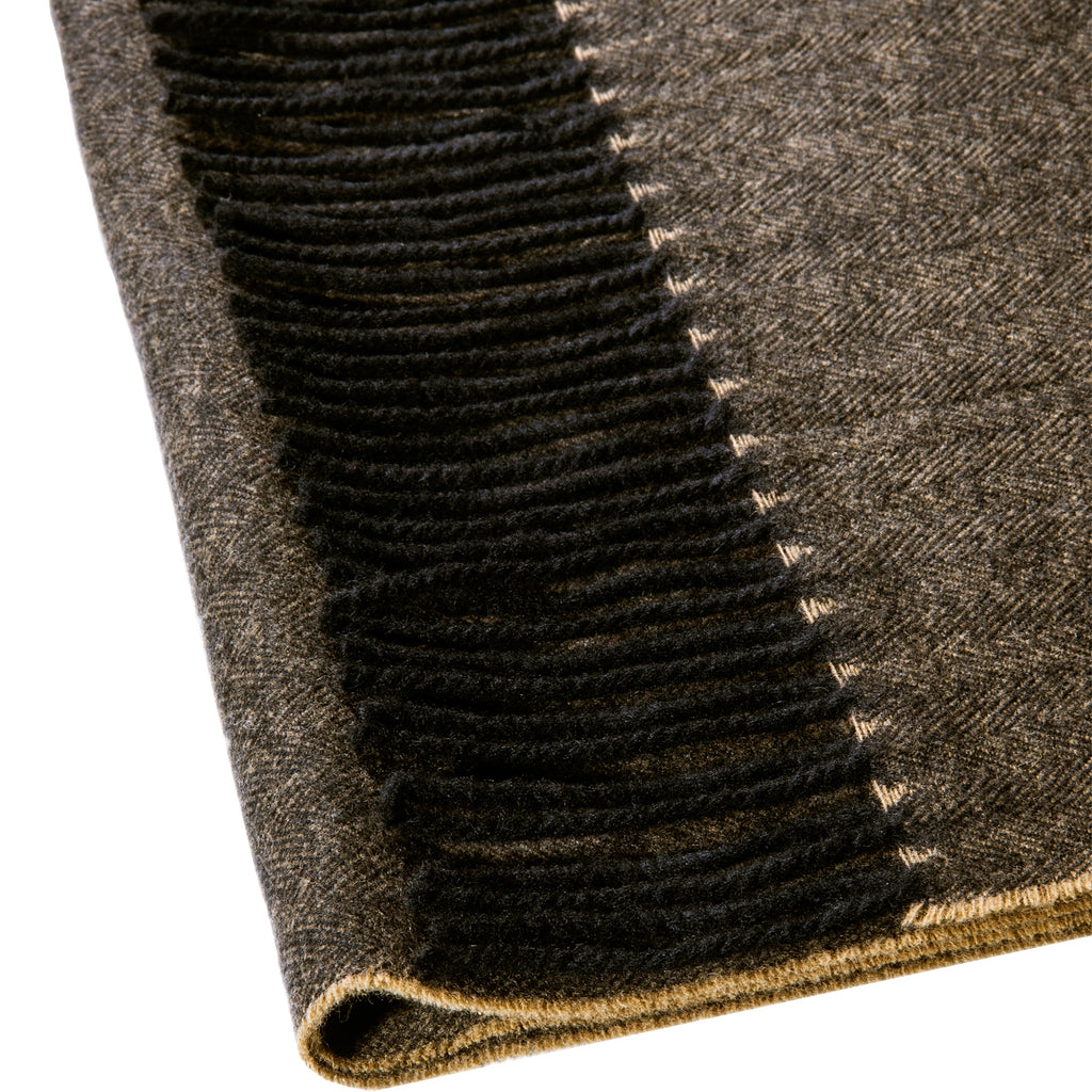 Echarpe chevrons en laine et cachemire beige de Loding