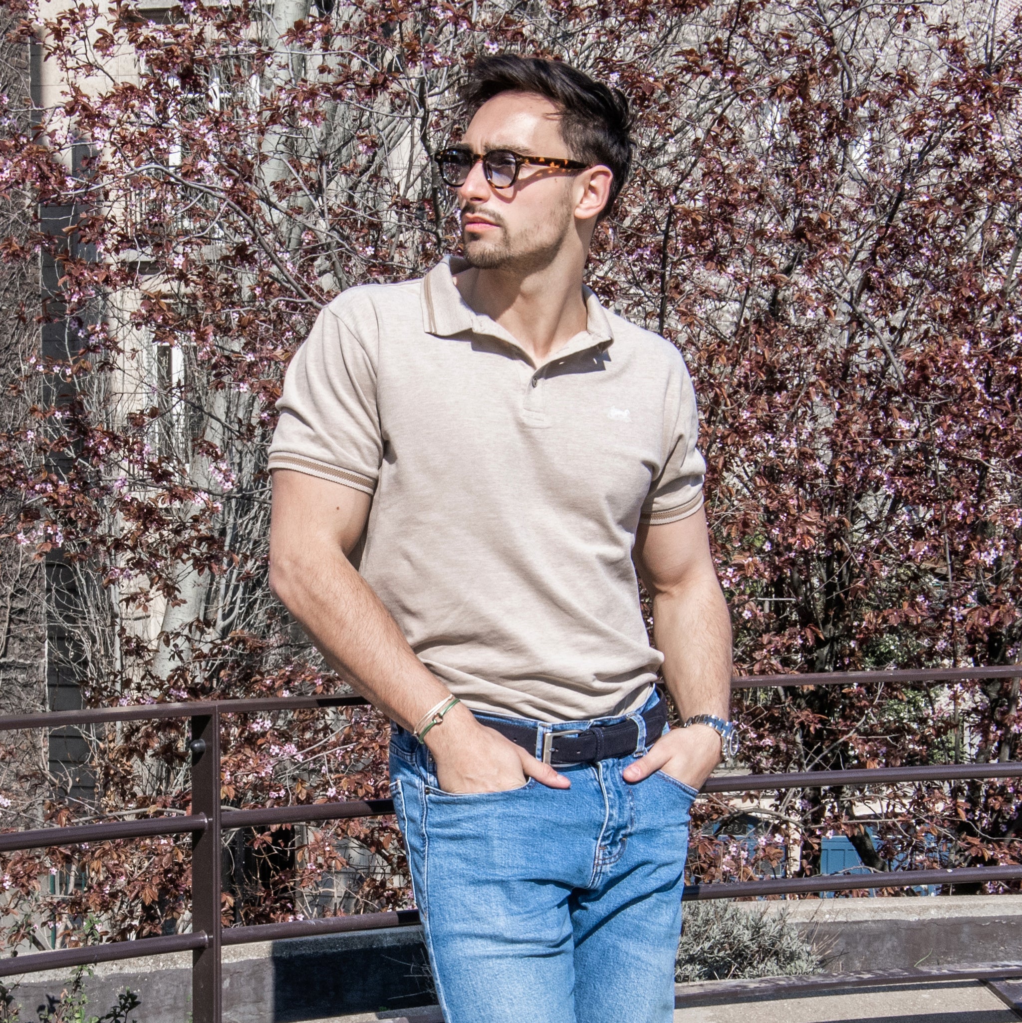 Polo Shirt Light Blue Shirt Beige Chinos Mottled Beige Polo Shirt